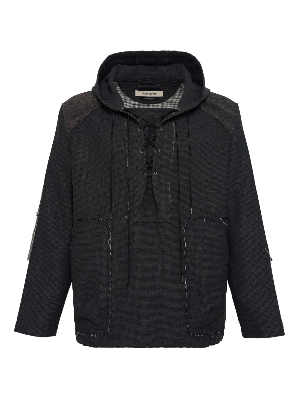 Jiyongkim Raw-edge Drawstring Hoodie In Black