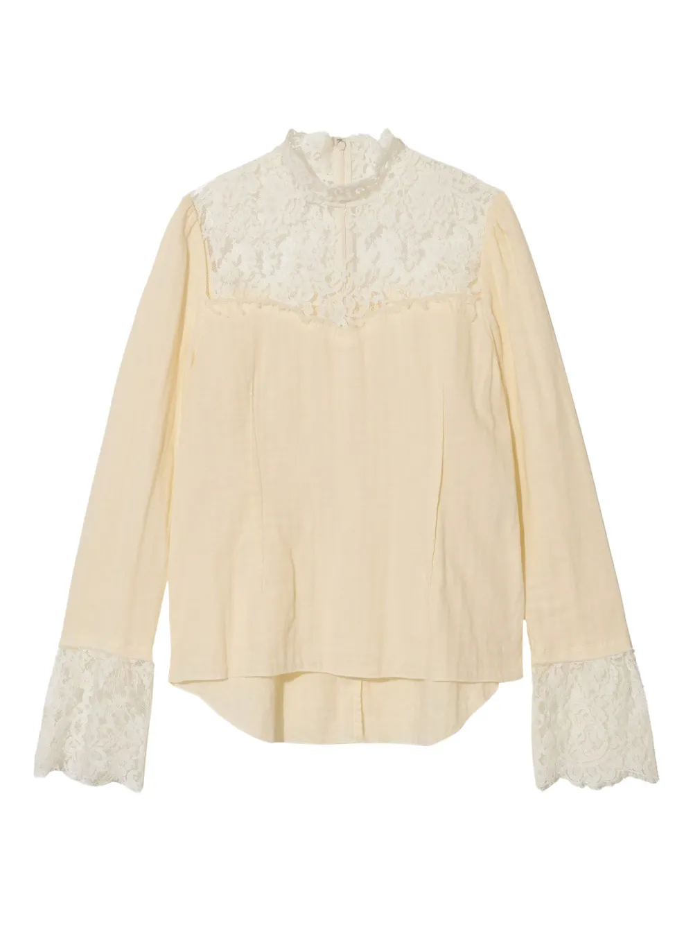 Undercover Lace-trimmed Blouse In Neutral