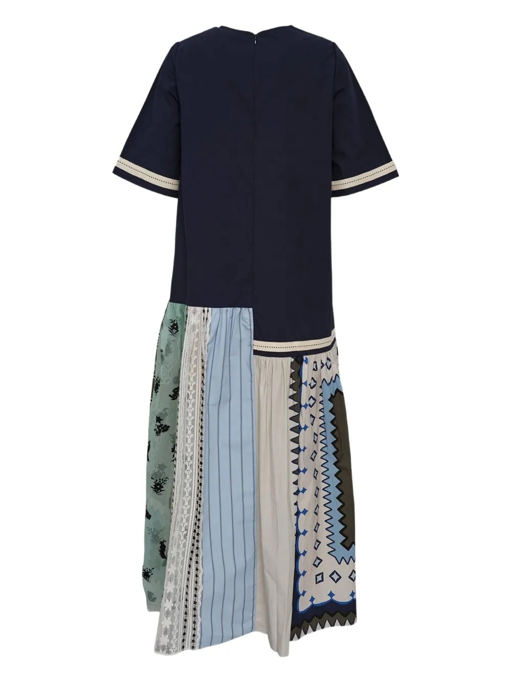Biyan patchwork-panelled dress - Blauw