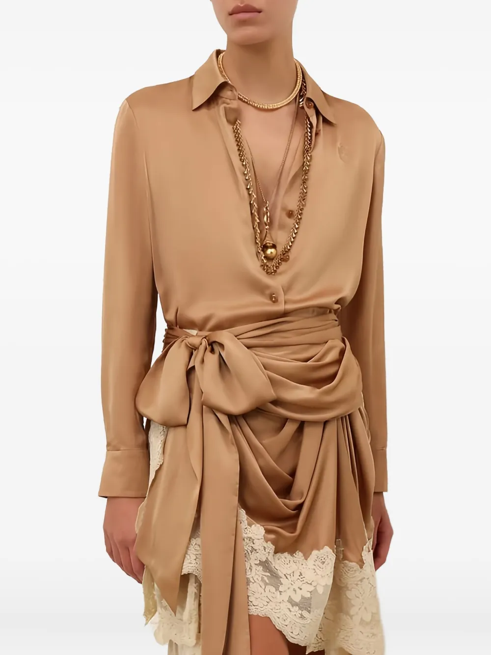 Zimmermann Hypnotic Satin Shirt In Brown