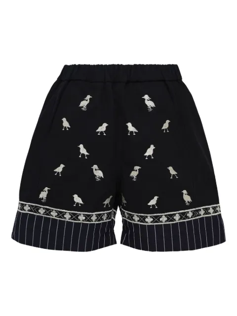 Biyan bird-embroidered shorts