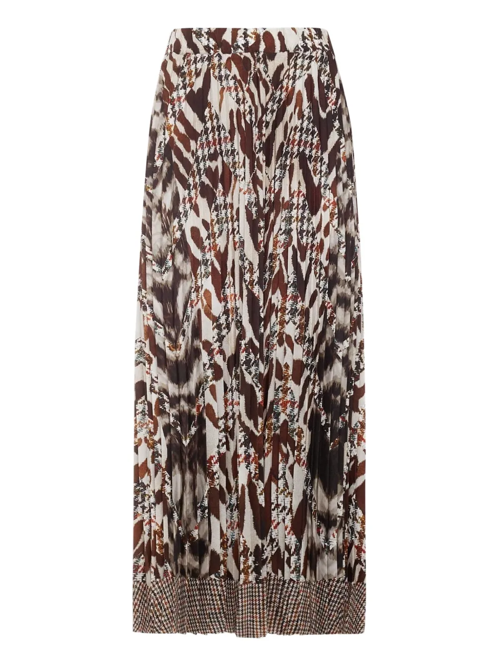 Pierre-louis Mascia Ceto Houndstooth-pattern Maxi Skirt In Brown