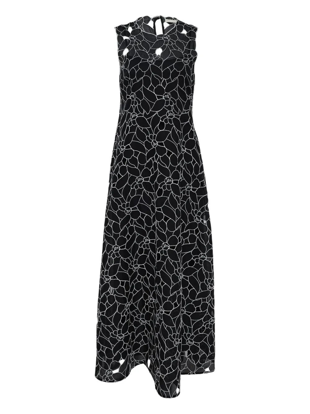 Ulla Johnson floral-embroidered midi dress - Zwart