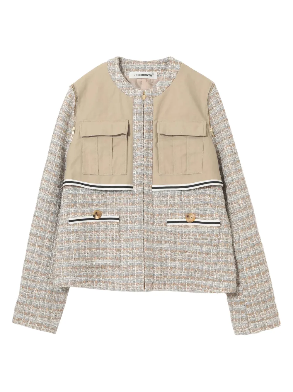 Undercover Tweed Panelled Jacket In Brown