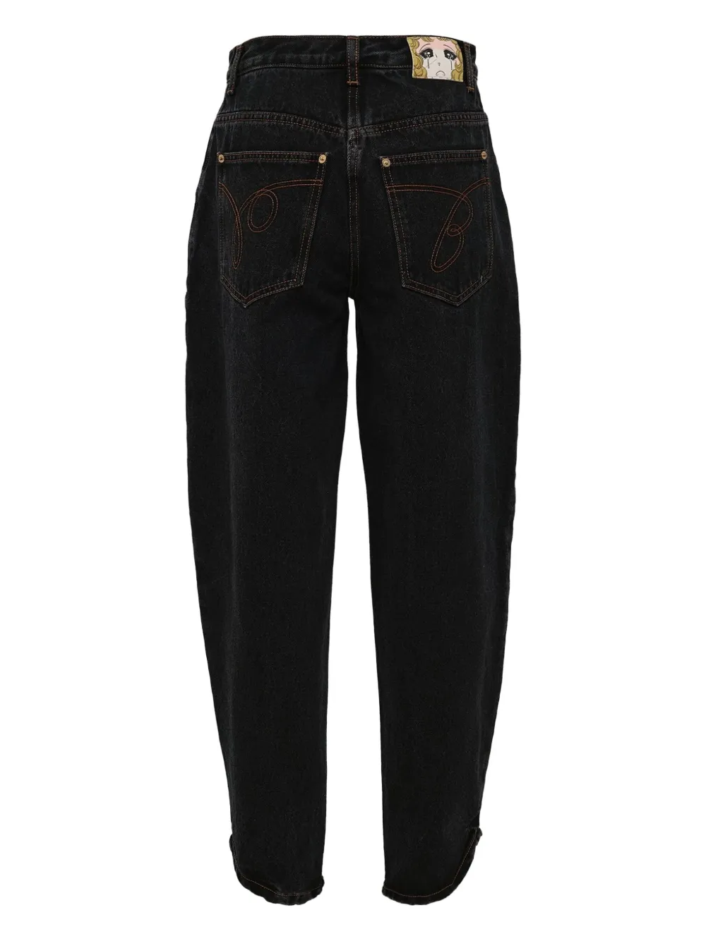 PushBUTTON illustration-appliqué tapered jeans - Zwart