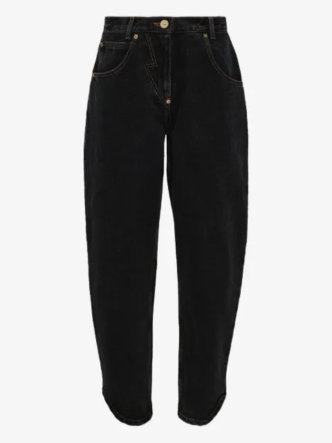 pushBUTTON illustration-appliqué tapered jeans