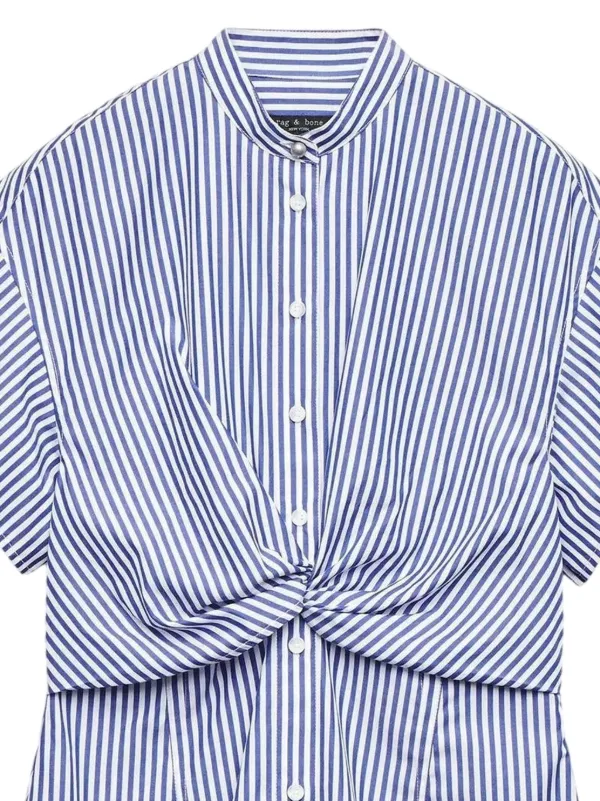 Rag & Bone Gretchen Stripe Twist-front Dress - Blue