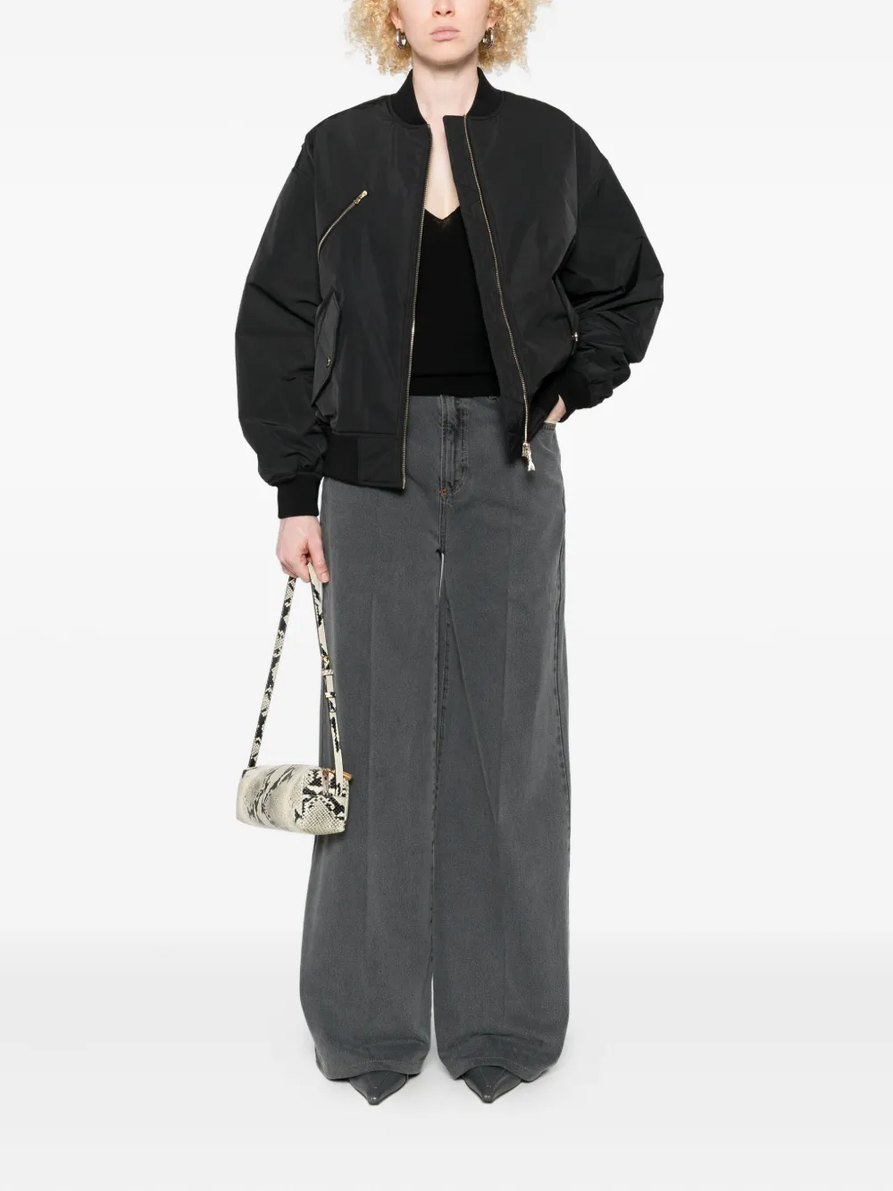 Patrizia Pepe Zip-fastening Bomber Jacket In Black