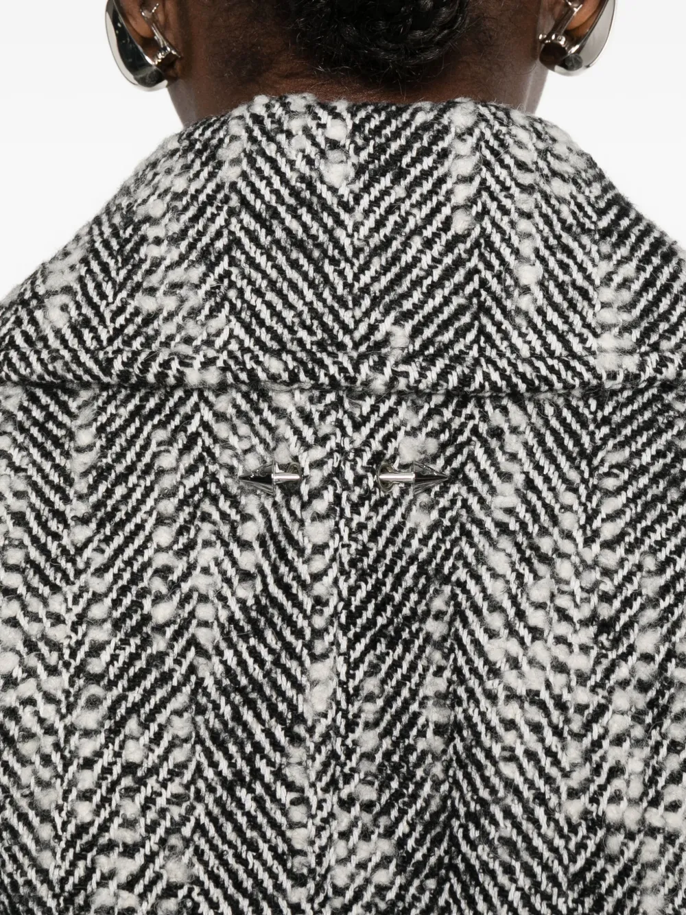 Patrizia Pepe Herringbone Double-breasted Coat In Gray