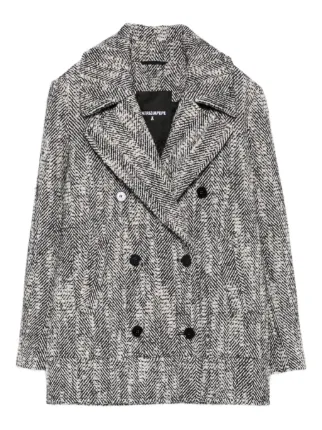 Patrizia Pepe Herringbone double-breasted Coat | Black | FARFETCH CA