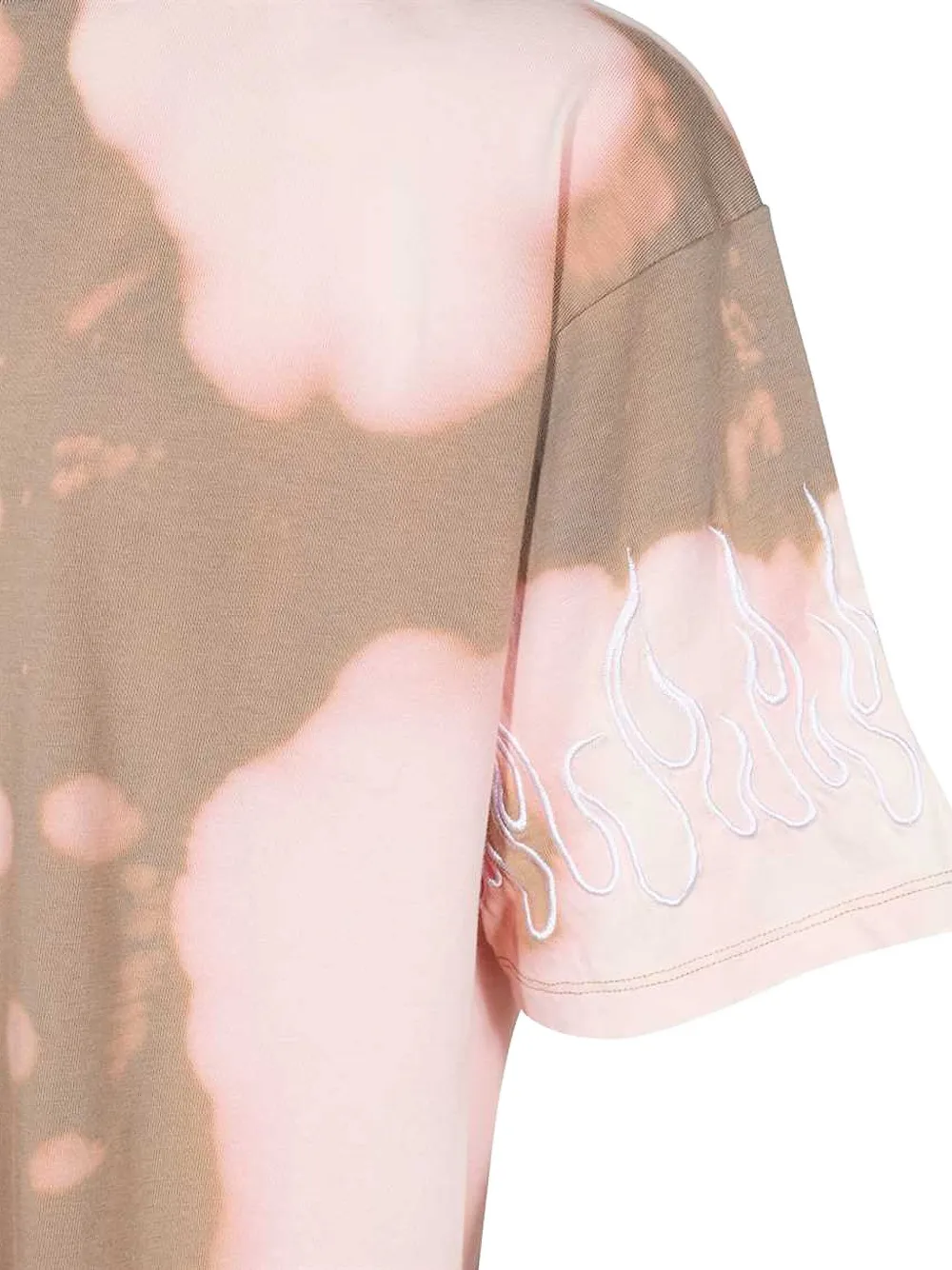 Vision Of Super Flame-embroidered Bleached T-shirt In Brown