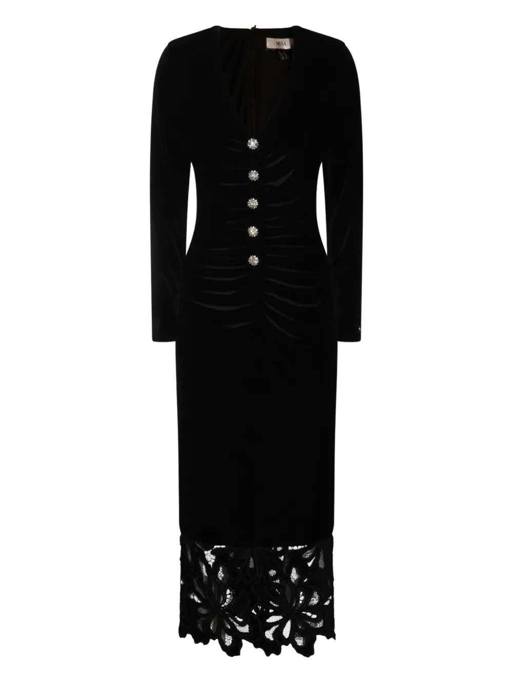 NISSA lace-detailing midi dress | Black | Image 1