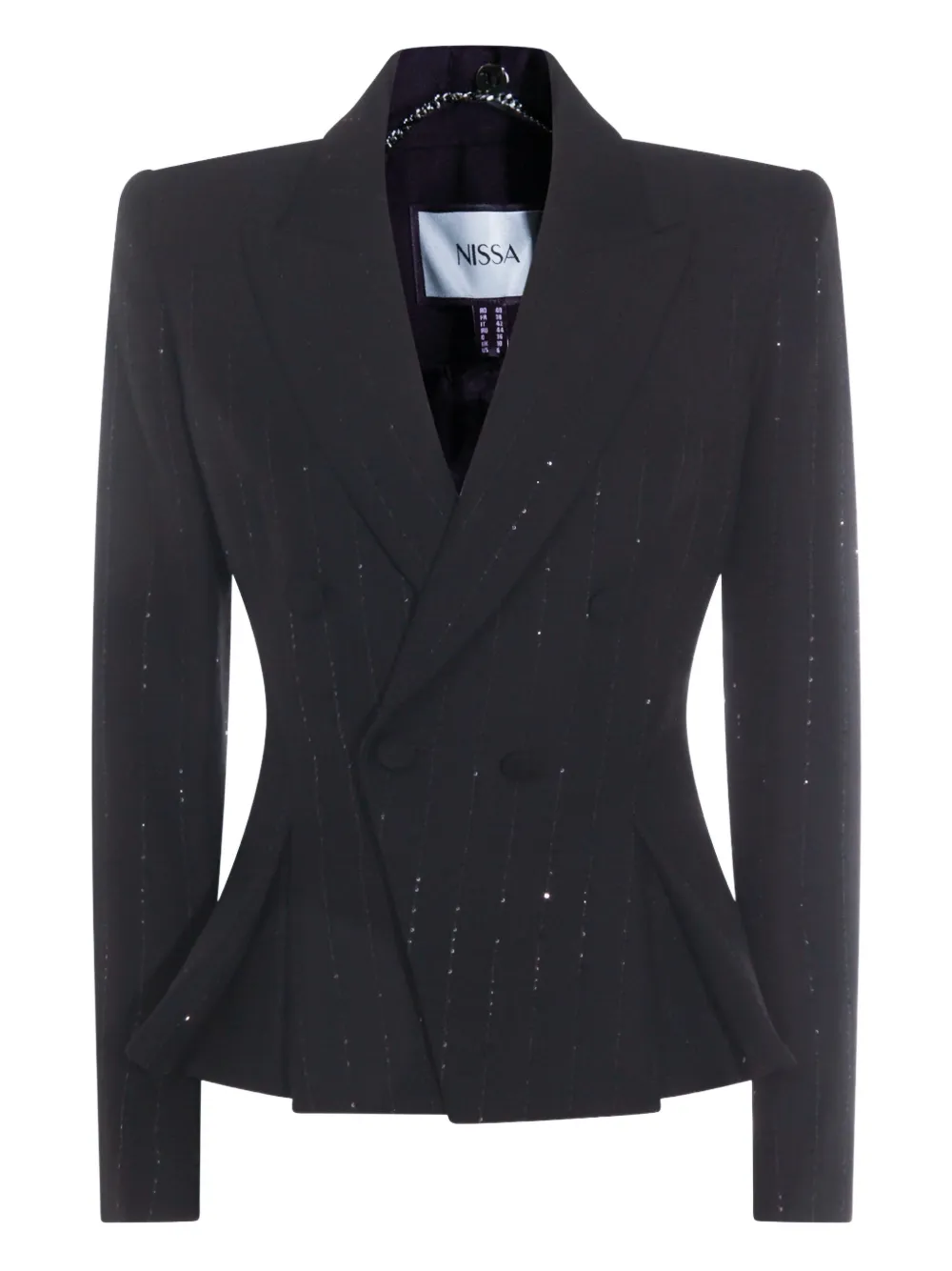 NISSA double-breasted pinstripe jacket | Black | Image 1