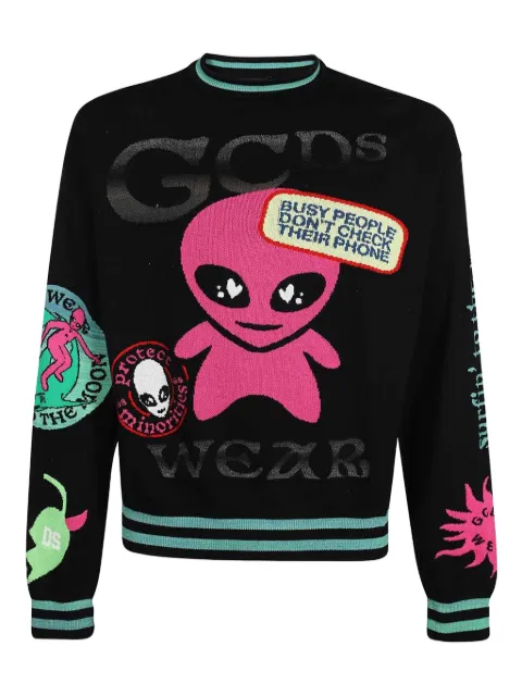 GCDS alien-graphic crew-neck sweatshirt 