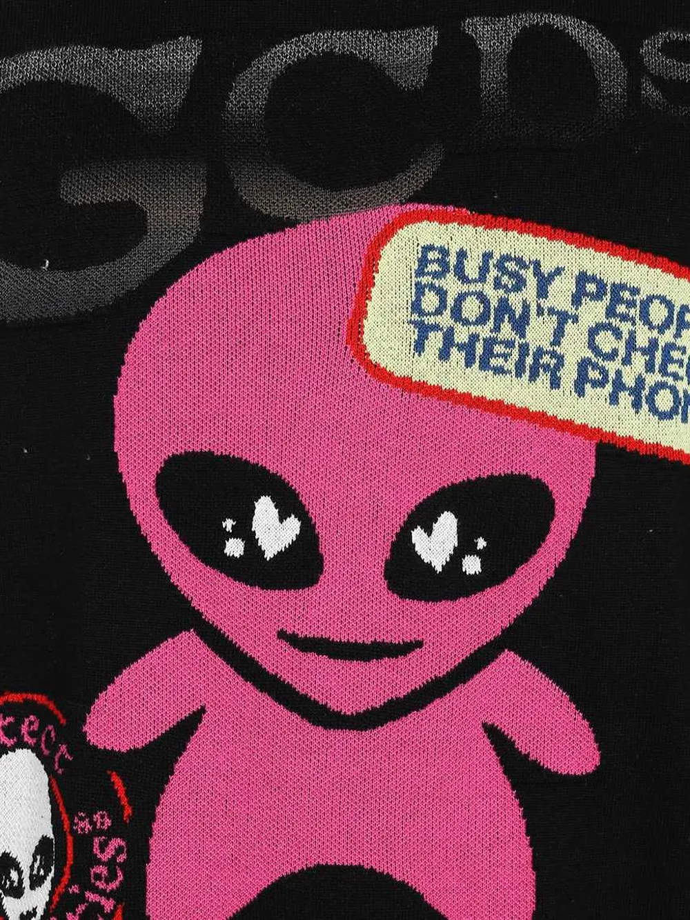 Gcds Alien-graphic Crew-neck Sweatshirt In Black