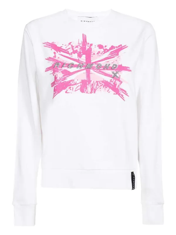 John Richmond union-jack Embellished long-sleeved Sweatshirt White  FARFETCH PH