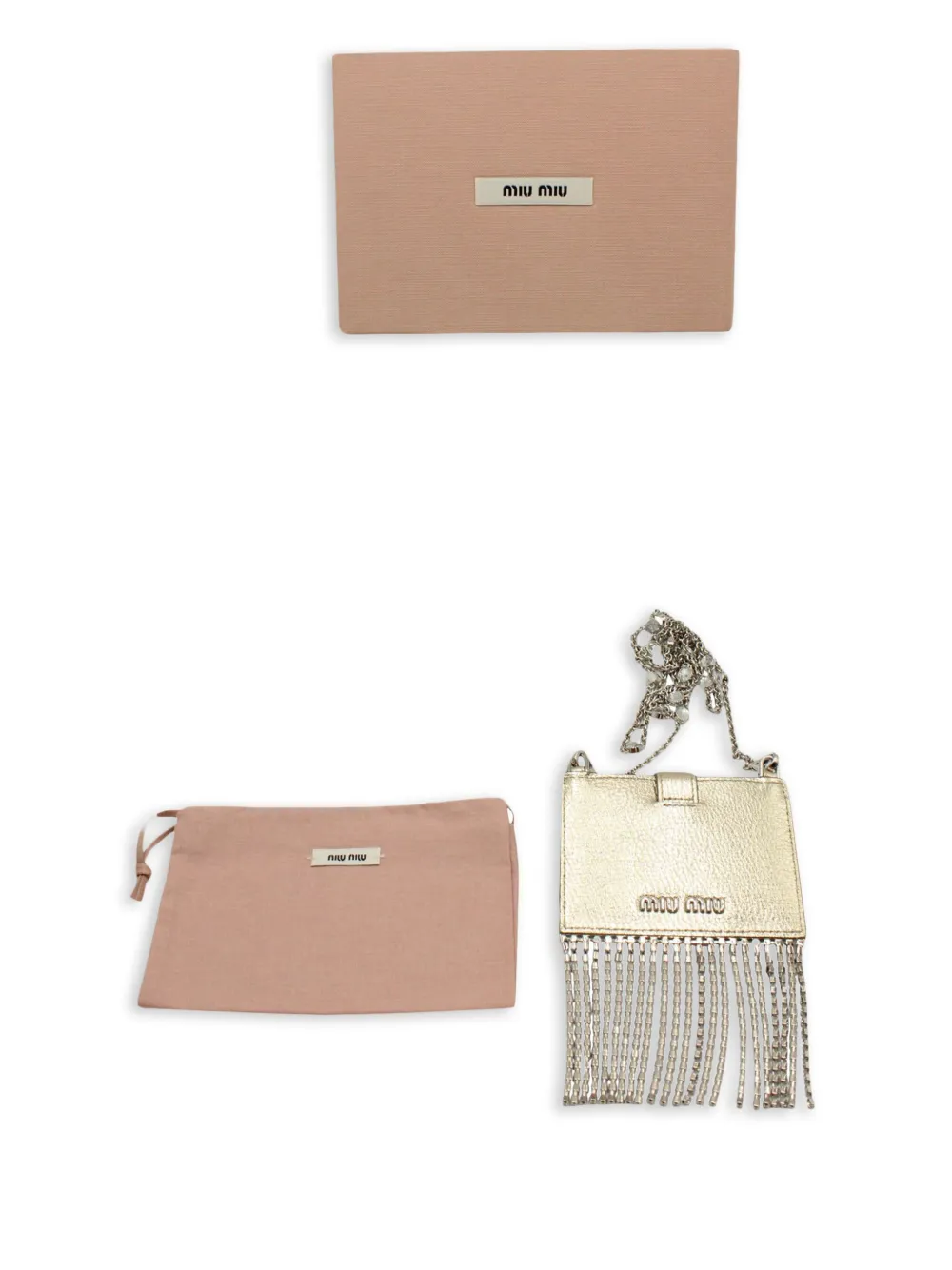 Pre-owned Miu Miu Madras Cardholder In Gold