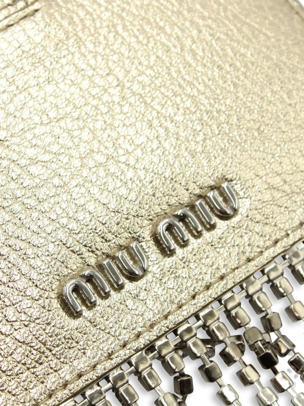 Pre-owned Miu Miu Madras Cardholder In Gold