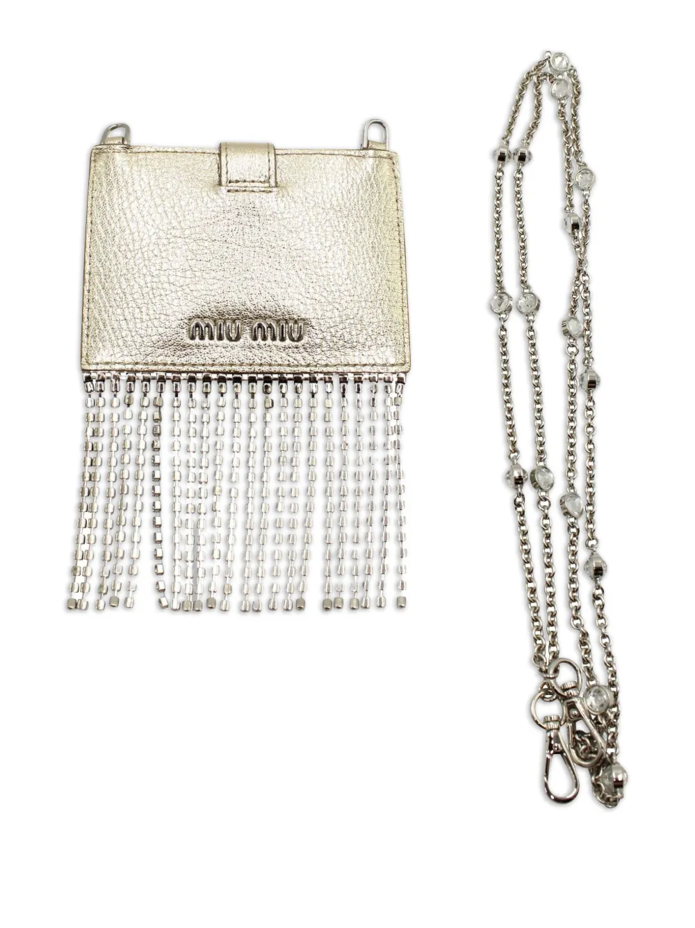 Pre-owned Miu Miu Madras Cardholder In Gold