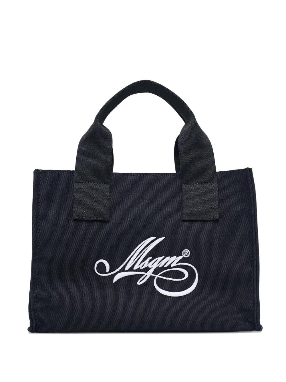 Msgm Logo-embroidered Tote Bag In Black