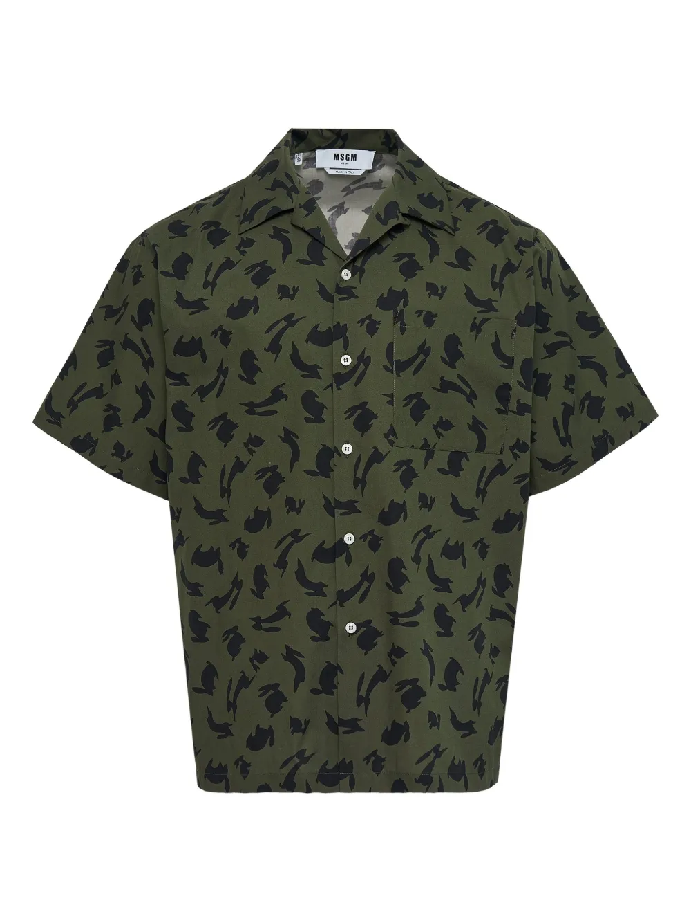 MSGM rabbit-print button-up shirt | Green | Image 1