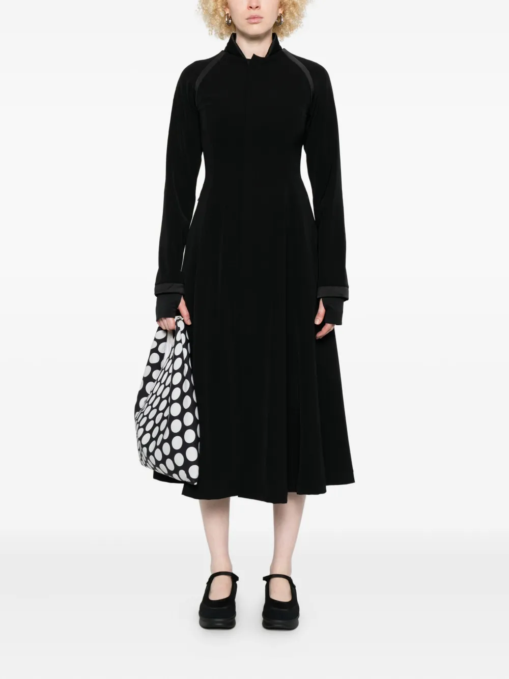Y-3 Geplooide midi-jurk met gewatteerd detail - Zwart