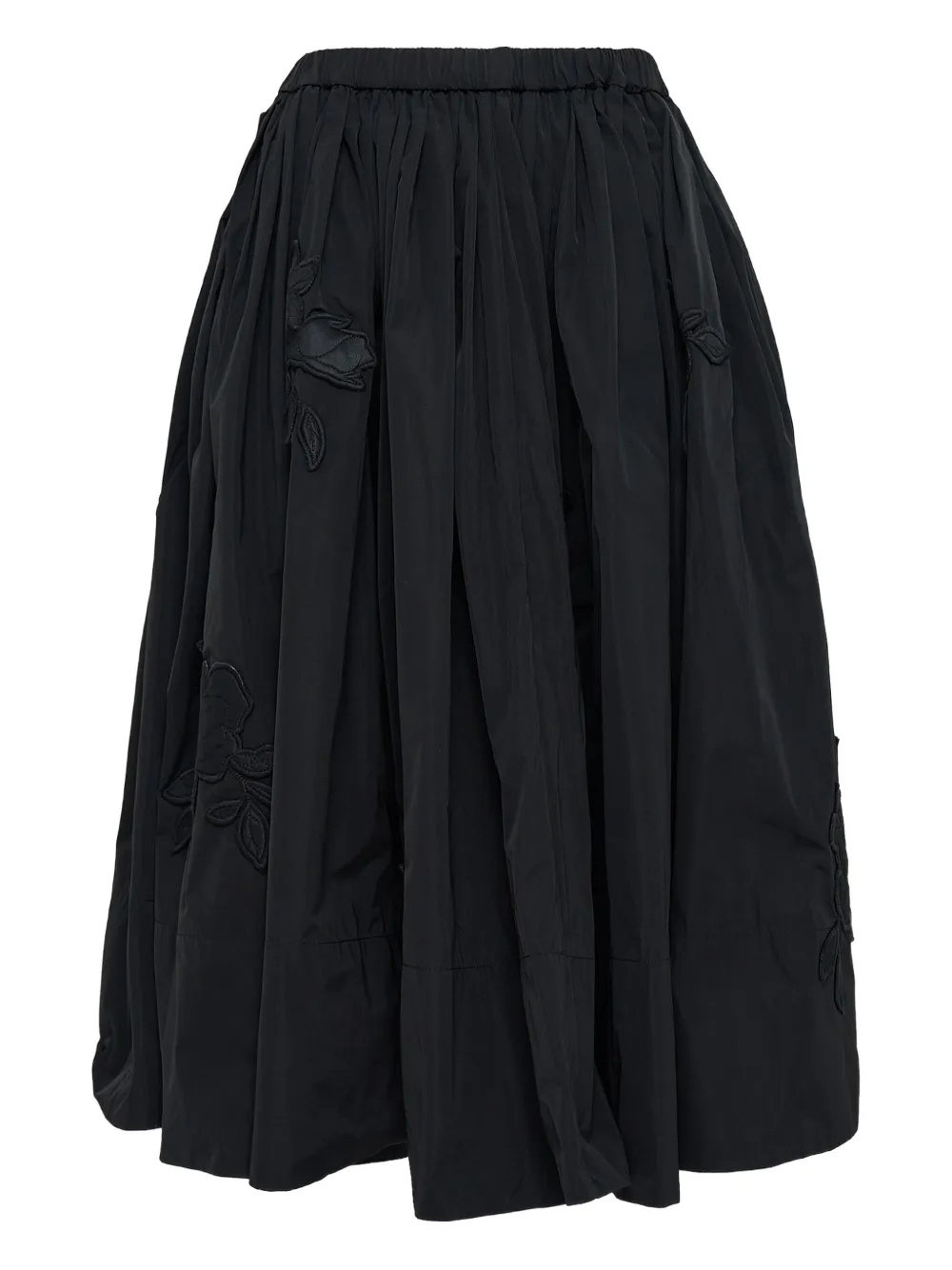 CAROLINE HU floral-embroidered pleated midi skirt | Black | Image 1