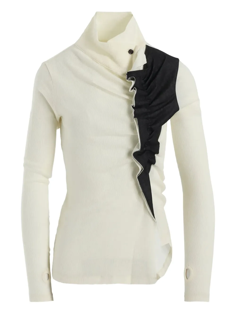 Y's ribbed ruffled top | White | Image 1