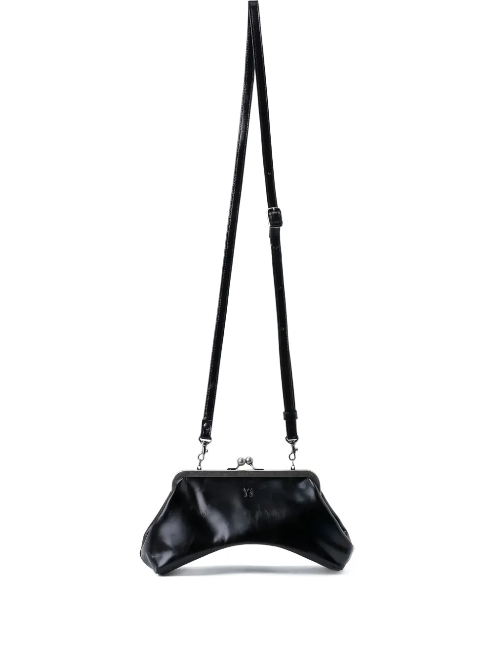 Y's Leather Clasp Bag In Black