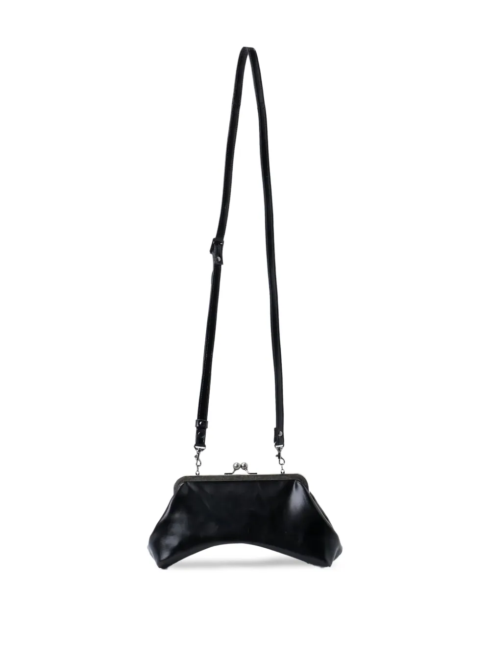Y's Leather Clasp Bag In Black