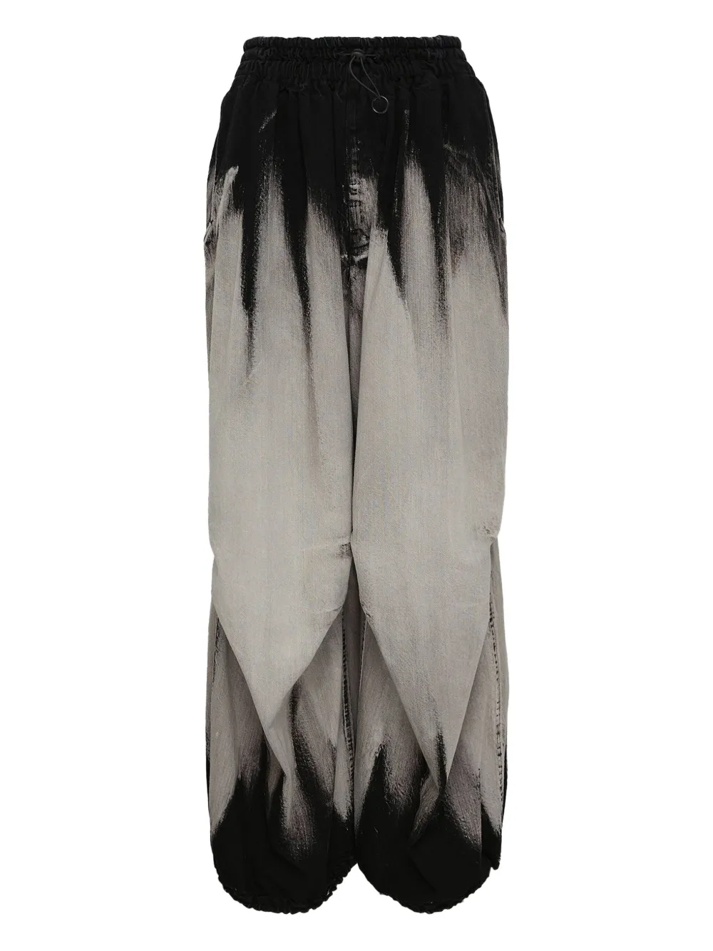 Yohji Yamamoto Ombré-effectdrawstring Trousers In Gray