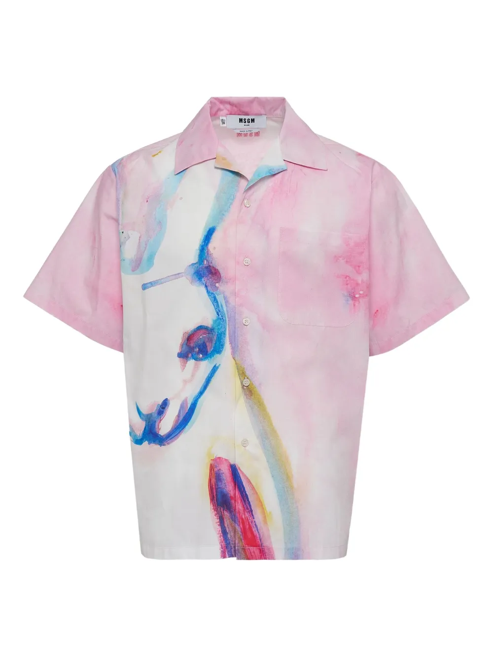 MSGM abstract-print button-up shirt | Pink | Image 1