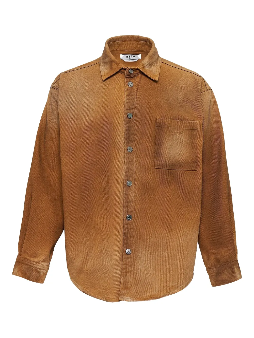 Msgm Button-up Denim Shirt In Brown