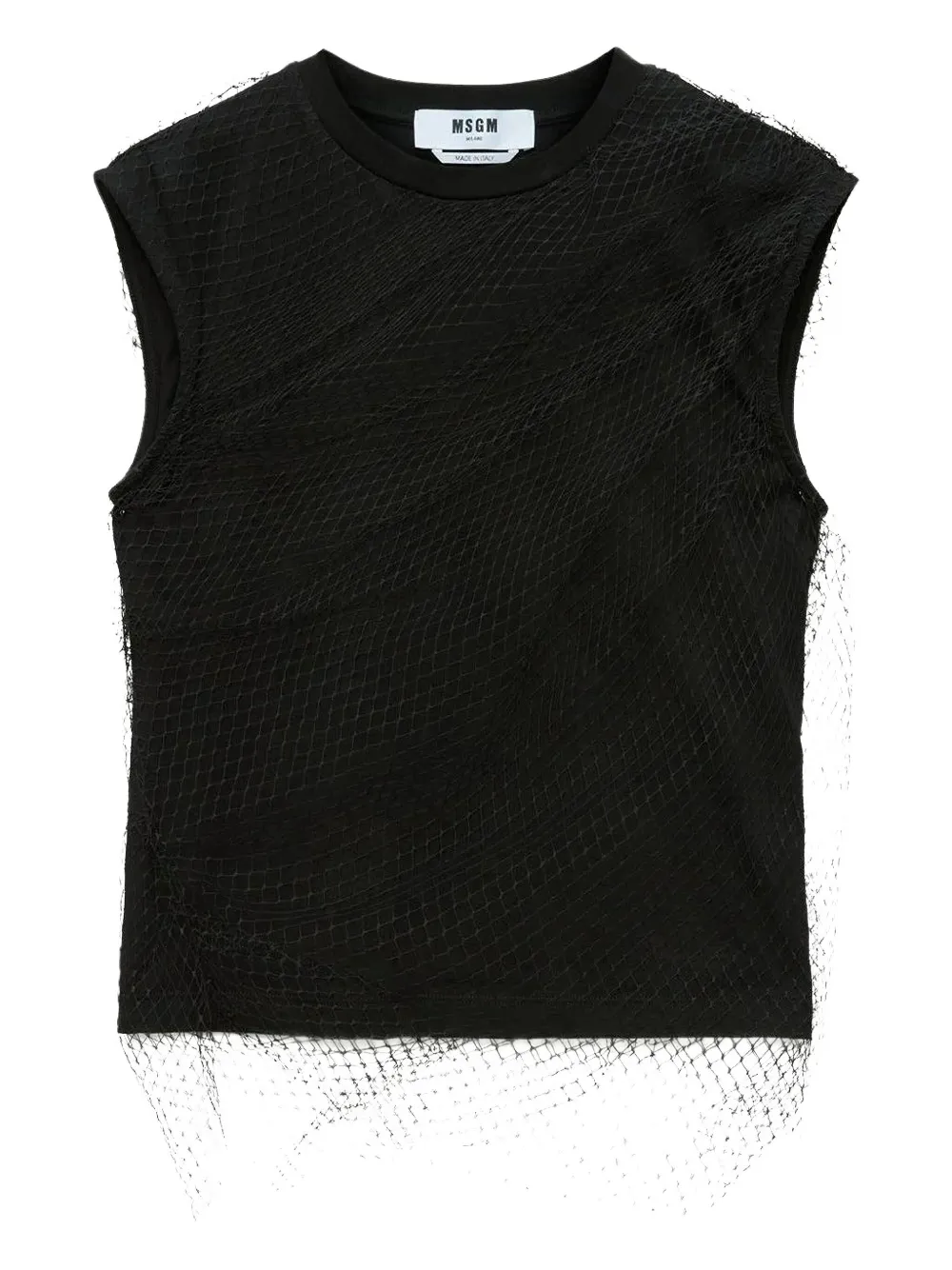 Msgm Mesh-overlay Tank Top In Black