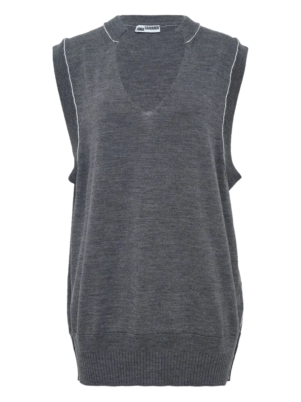 Sonia Carrasco V-neck Wool Vest In Gray