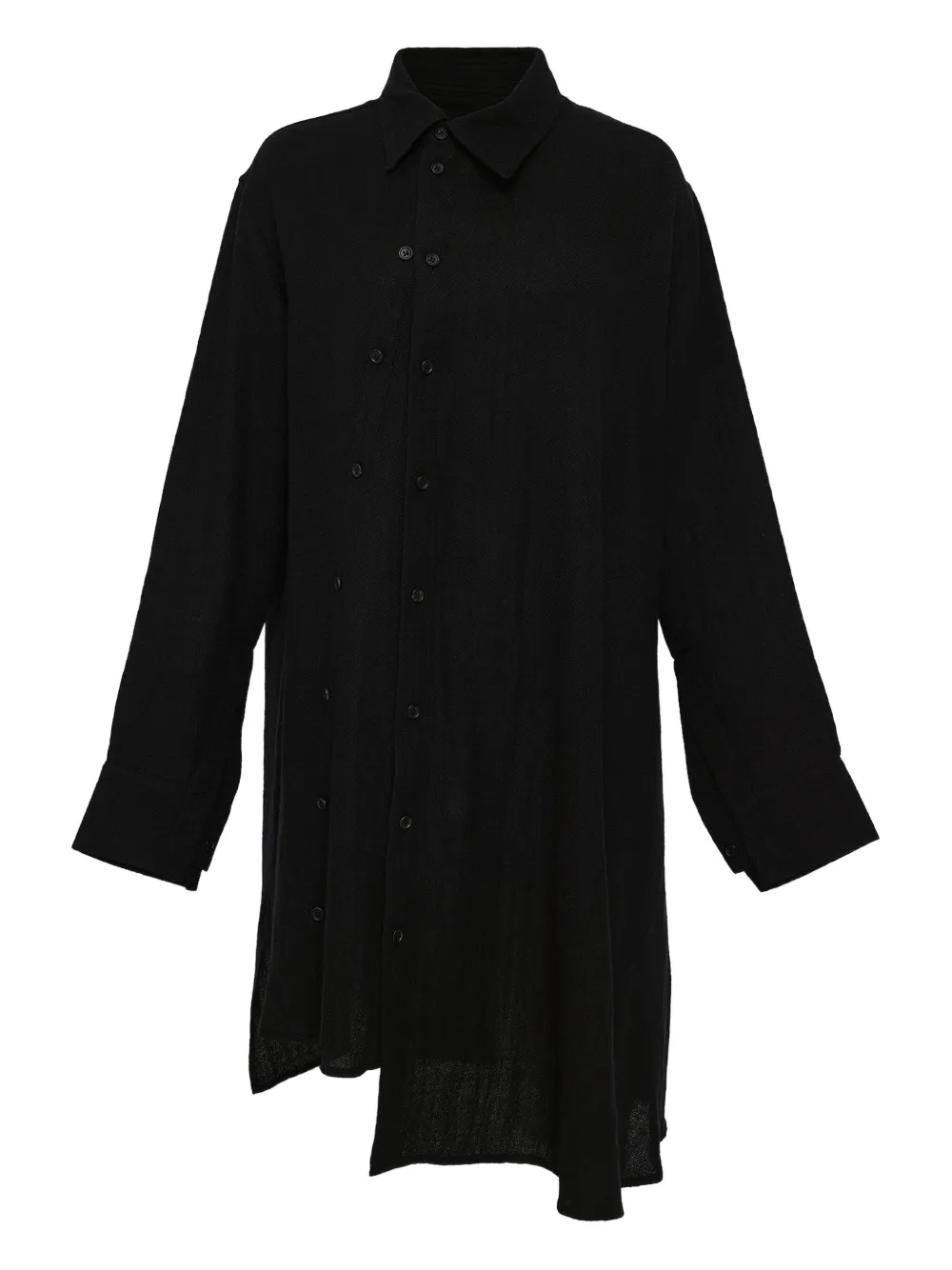 Yohji Yamamoto Gaberdine Asymmetric Buttoned Shirt In Black