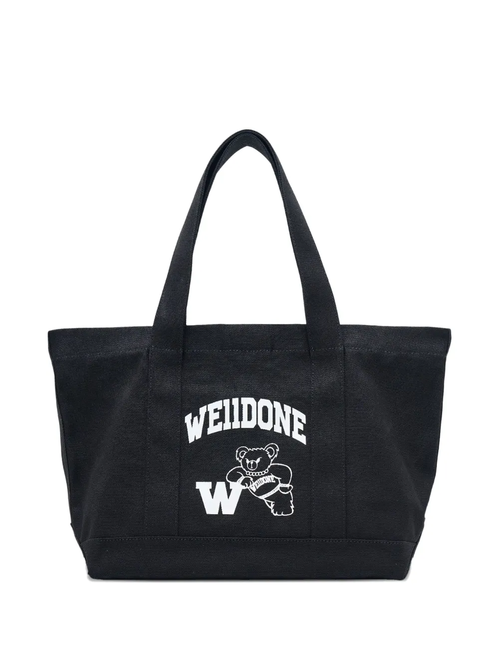 We11done Varsity canvas tote bag | Black | Image 1