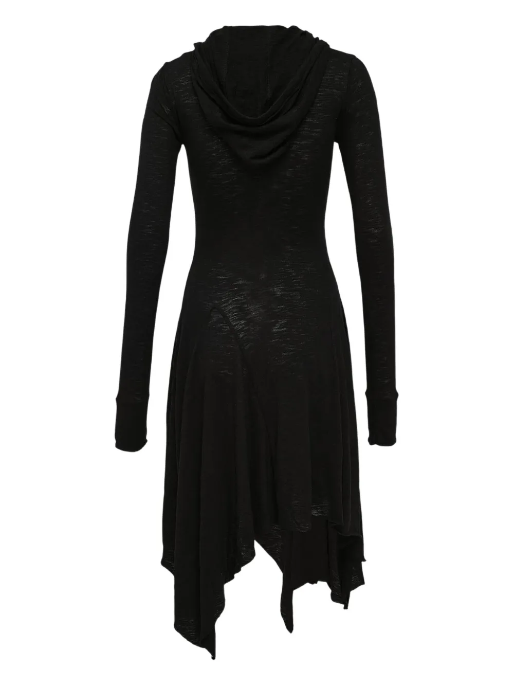 Open YY hooded asymmetrical dress - Zwart