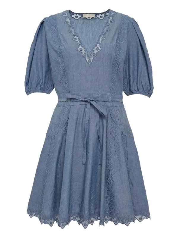 blue ulla johnson dress Ulla Johnson Blue Chambray Ruffle Dress – The Curatorial Dept