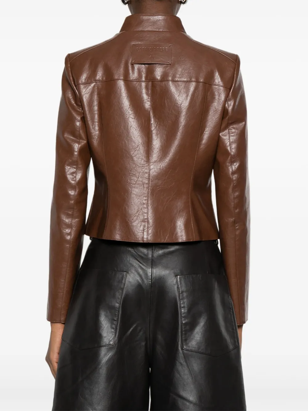 Patrizia Pepe Zip-front Flap-pocket Jacket In Brown