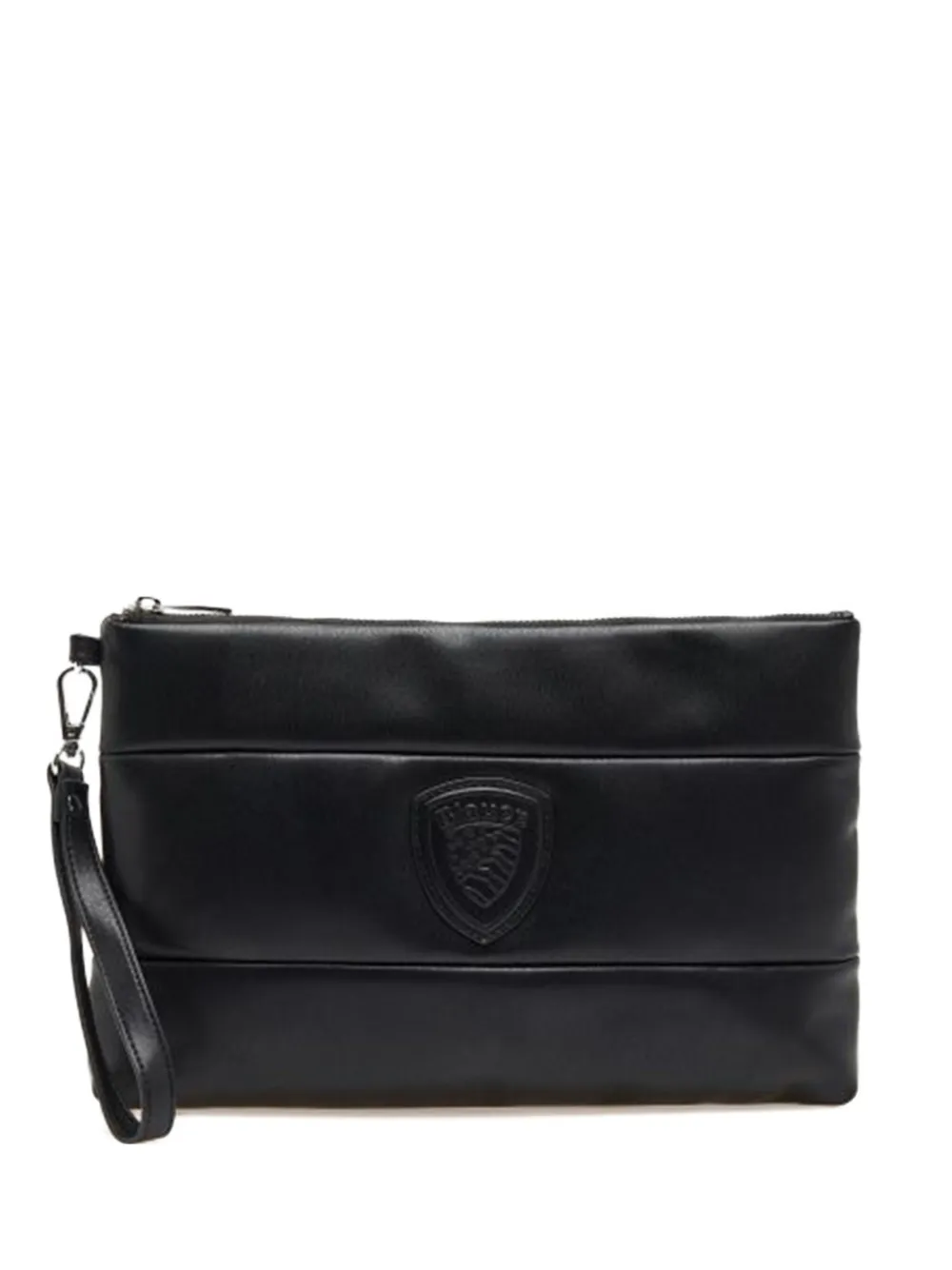 Blauer Crest-appliqué Clutch Bag In Black