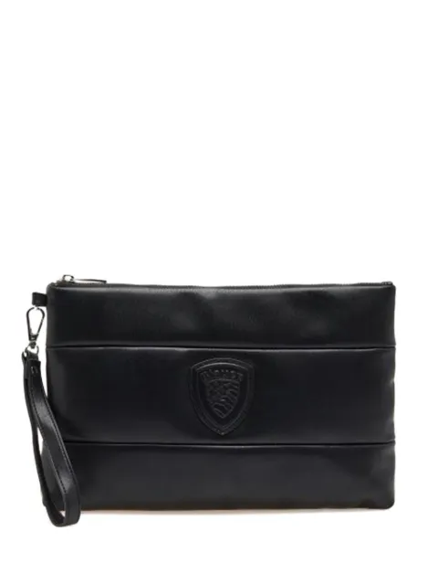 Blauer Crest-appliqué clutch bag