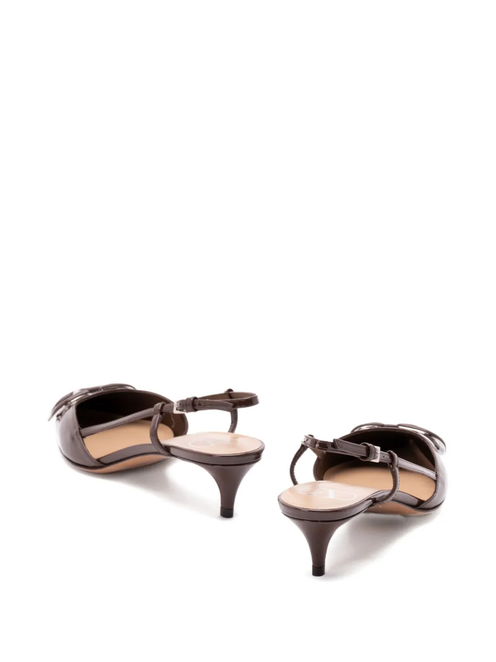Valentino Garavani 40 mm VLogo Signature slingback pumps Zwx bark brown