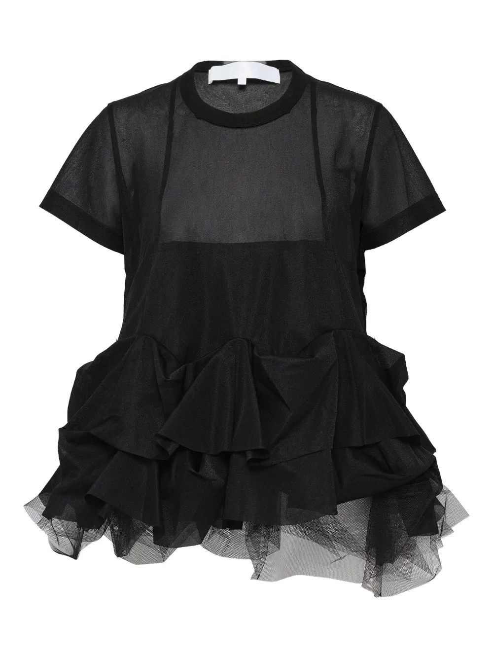 Comme Des Garçons Tao Layered Tulle T-shirt In Black