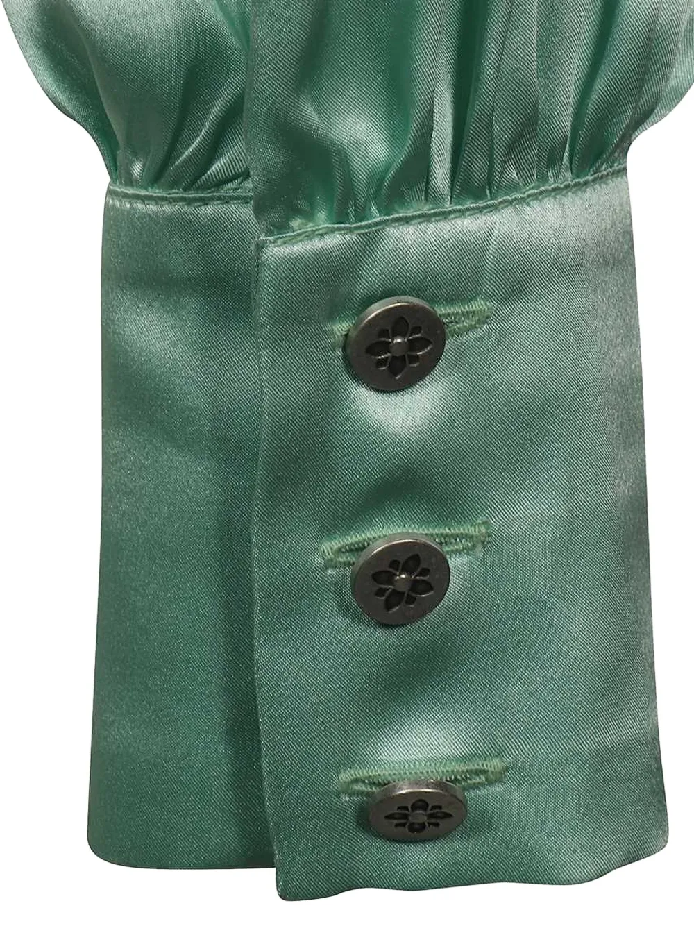 John Richmond Ruffled Silk Cropped Shirt In Green