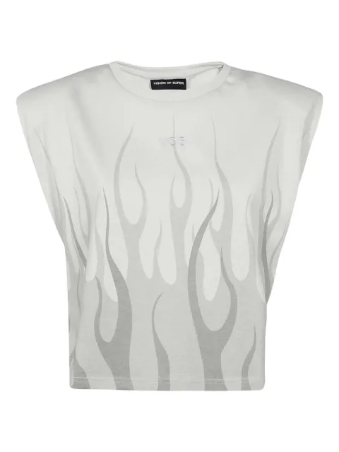 Vision Of Super flame-print padded-shoulder top