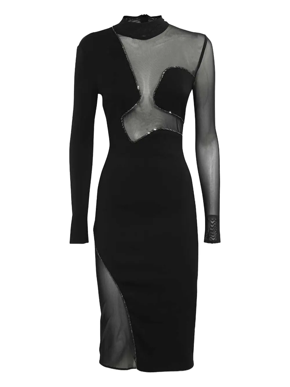 John Richmond Mesh-insert Embellished Party Dress In Black