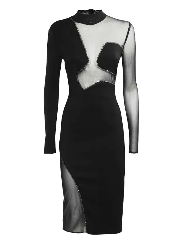 John Richmond mesh-insert Embellished Party Dress | Black | FARFETCH SG