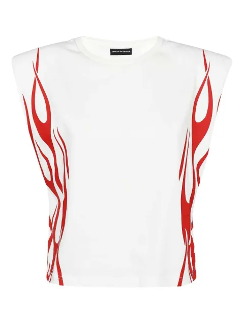 Vision Of Super flame-print shoulder-padded top