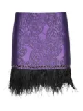 John Richmond jacquard feather-trimmed mini skirt - Purple